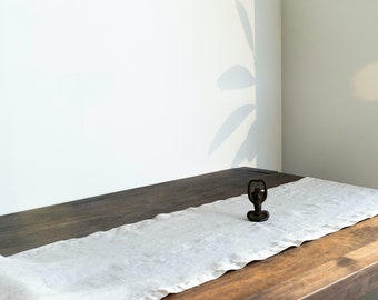 100% European Linen Table Runner, in Beige, Stonewashed Linen /Table Linens Crafted in Portugal, Free Shipping