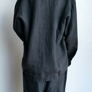 100% Organic Linen Pajama set Unisex fit sleepwear very Comfortable StoneWashed long sleeve home-wear crafted in Portugal Ships Free from US image 5