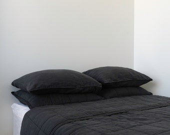 Linen Bedding Comforter, Quilted, Stonewashed Linen Duvet Full/Queen, Soft, various colors, Bed Cover 96"x96" crafted in Portugal