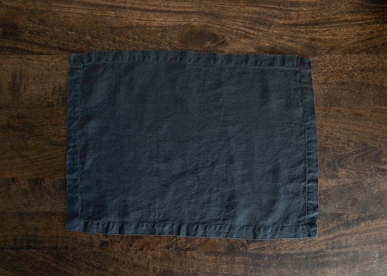 Washed Linen Placemats Set of two.100%European Softened Table Linen/Dining Decor Crafted in Portugal Charcoal