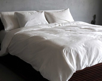 Luxury Percale Cotton Double Duvet Set, Blue Or White Premium Twin Duvet Covers, Quality King Size Duvet And Pillow Covers