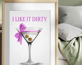Póster de I Like It Extra Dirty/Espresso Martini/Arte de cóctel para pared/Impresión de Dirty Martini/Arte de espresso Martini/Señal de bebida exclusiva