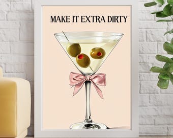 Póster de martini espresso y martini sucio: impresión artística de cócteles, arte mural con copas de martini, impresiones de alcohol, letrero de bebida exclusiva
