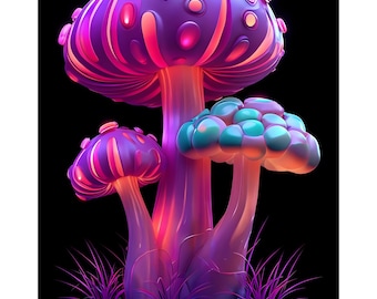 Fondo de pantalla de bosque encantado con hongos mágicos / Fondo de pantalla de hongos / Hongos mágicos