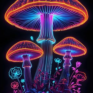 Mystisch-magische Pilz Tapete - Stimmungsvolles Walddekor, Dunkle Florale Maximalist-Wandkunst, Pilz-Tapete