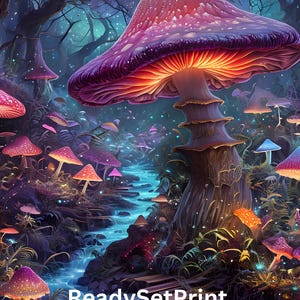 Pilz Tapete | Dunkelgrünes Waldland & Zauberpilz Design | Maximalist Dark Floral - Wald Tapete | Zauberpilze