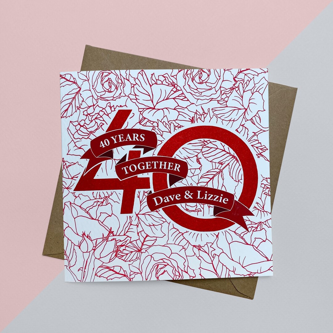 Ruby Wedding 40th Anniversary Personalised Card - Etsy UK