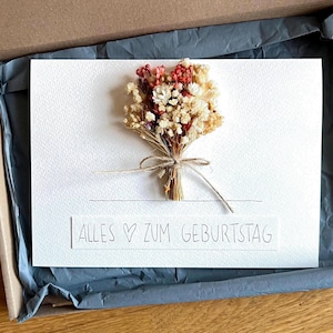 Geburtstagskarte Herz | Blumenstrauß | Trockenblumen | Handgeschrieben | Geburtstag | Persönlich | Unikat | Geschenk