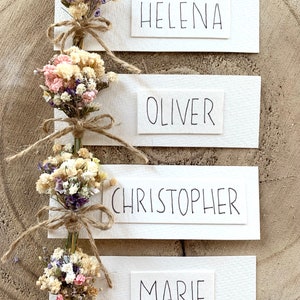 Platzkarten | Hochzeit | Tischkarten | Handgefertigt | Personalisiert | Geburtstag | Familienfeier | Dekoration | Tischdeko | Trockenblumen