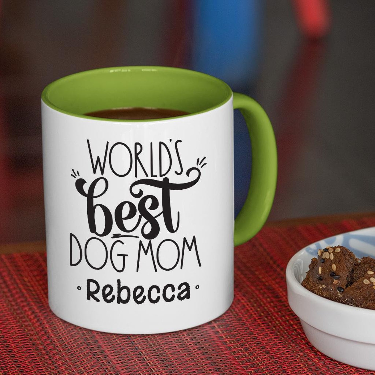 Worlds Best Dog Mom Coffee Mug White With Colored Inside and Etsy UK