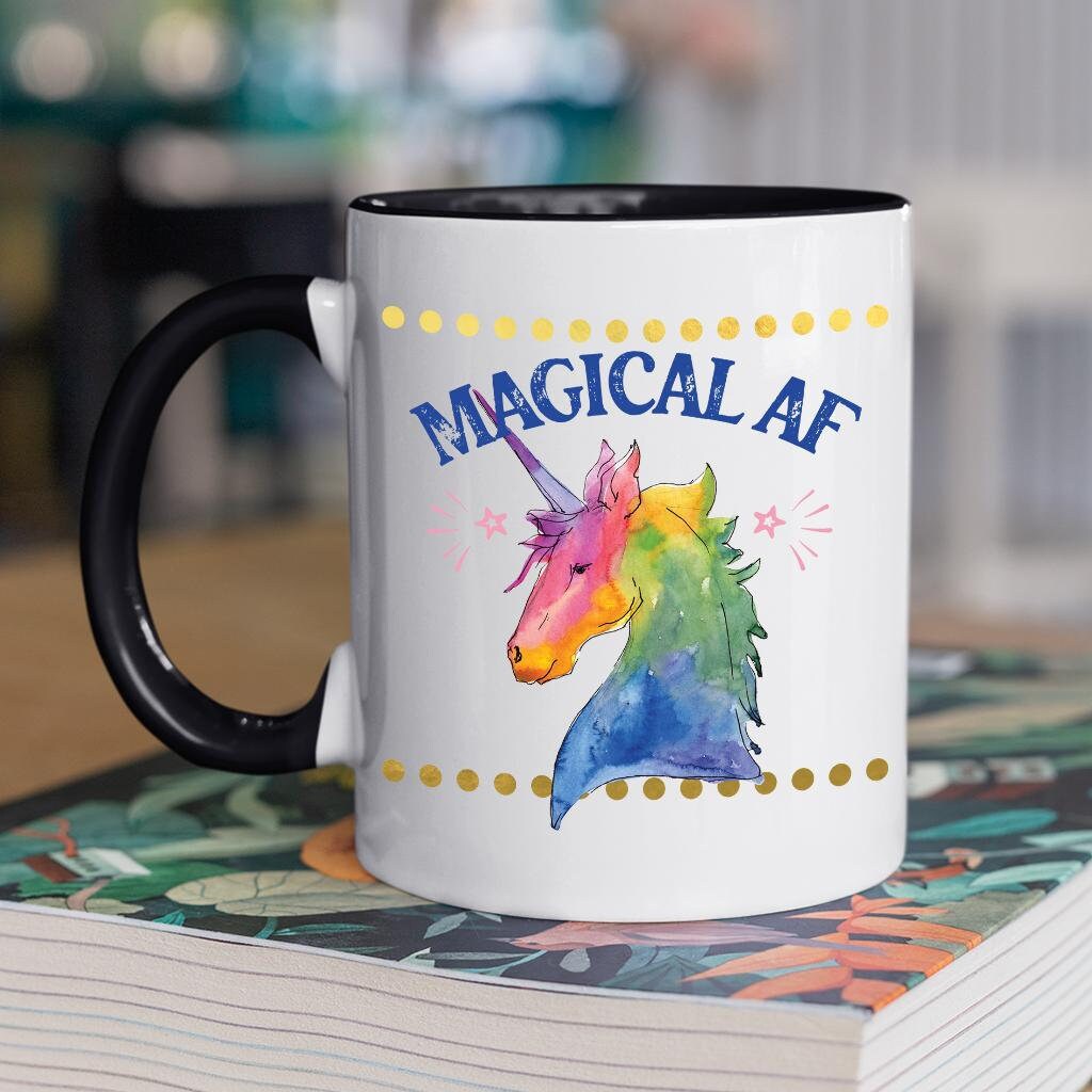 Zauberhafte Kaffeetasse weiß mit farbigem Innen und Henkel | Etsy