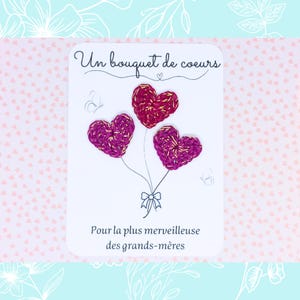 Carte Fête des Grands-Mères - Carte Bouquet de Cœurs au crochet - Cadeau Mamie Personnalisé - Carte Message Tendresse - Fête des Mamies
