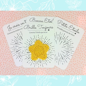 Carte Bonne Étoile au Crochet - Carte motivation positive - Message Inspirant - Carte encouragement - Cadeau Porte-Bonheur