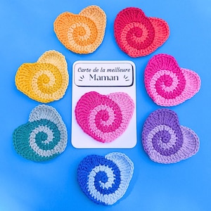 Carte de la Meilleure Maman - Câlin de poche avec Cœur fait main au Crochet - Cadeau Fête des Mères - Couleur au choix