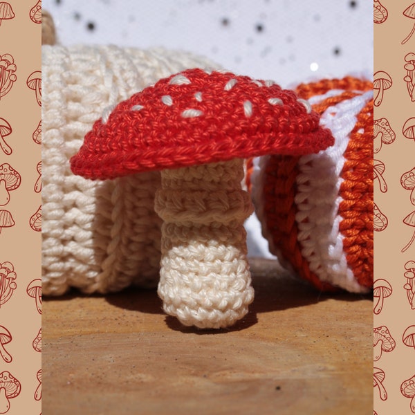 Champignon au crochet, amanite faite main pour décoration