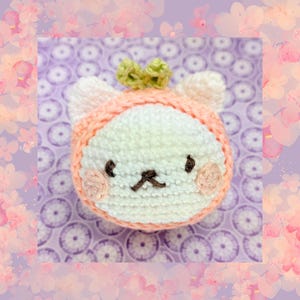 Peachy the Peach Cat – Handmade Amigurumi Crochet Keychain for Decoration