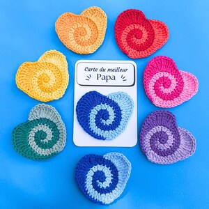 Carte du Meilleur Papa - Câlin de poche avec Cœur fait main au Crochet - Cadeau Fête des Pères - Couleur au choix
