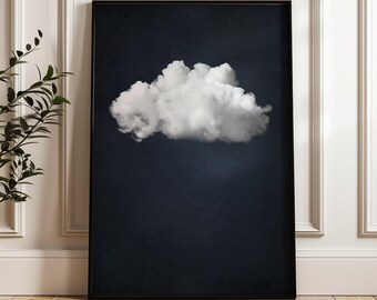 Dark Green Cloud Print, Minimalist Abstract Sky Art, Moody Neutral Decor (Digital Download)