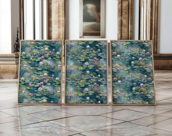 Monet Water Lily Print Set: Impressionist Floral Wall Art (Digital Download)
