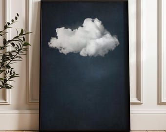 Midnight Blue Cloud Print, Minimalist Sky Wall Art (Digital Download)
