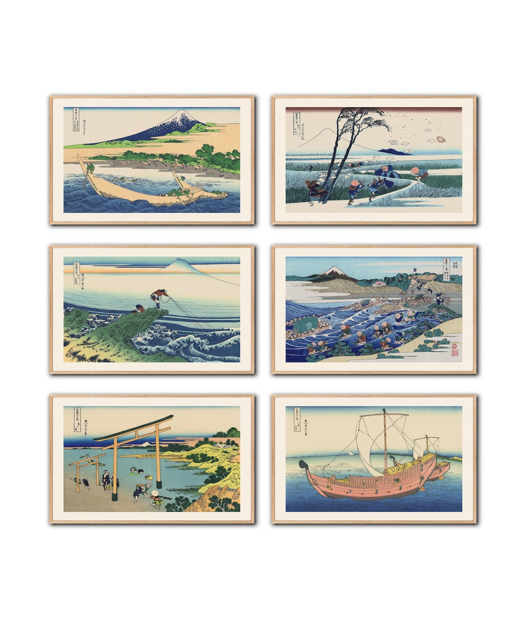 Hokusai Mount Fuji Ukiyo-e Print Set: Restored Japanese Landscape Art ...