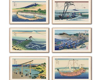 Hokusai Mount Fuji Ukiyo-e Print Set: Restored Japanese Landscape Art (Digital Download)