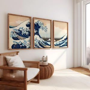 Hokusai Wave Triptych - AI Enhanced Japanese Art (Digital Download) image 8