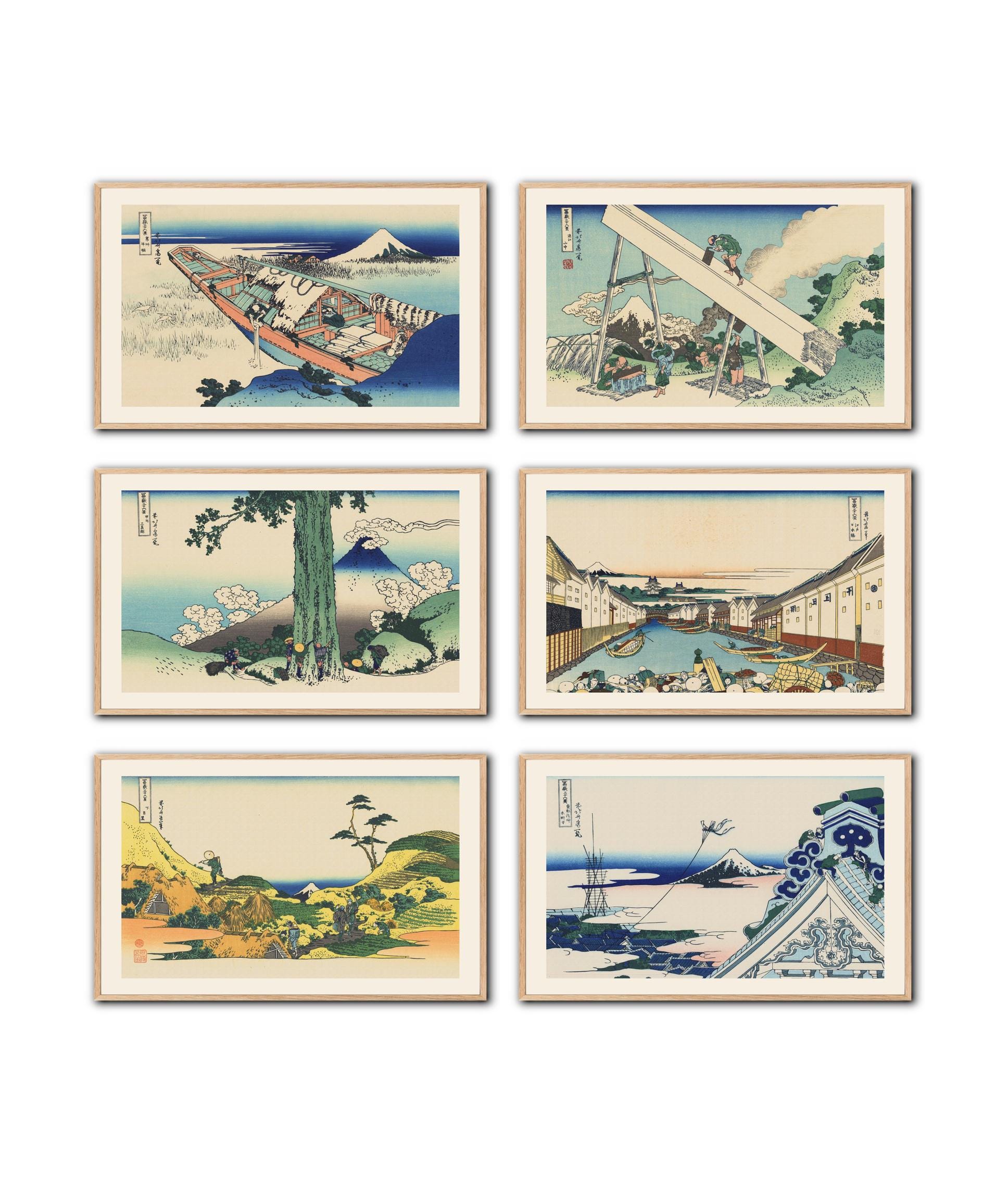 Hokusai Mount Fuji Ukiyo-e Print Set: Restored Japanese Landscape Art ...