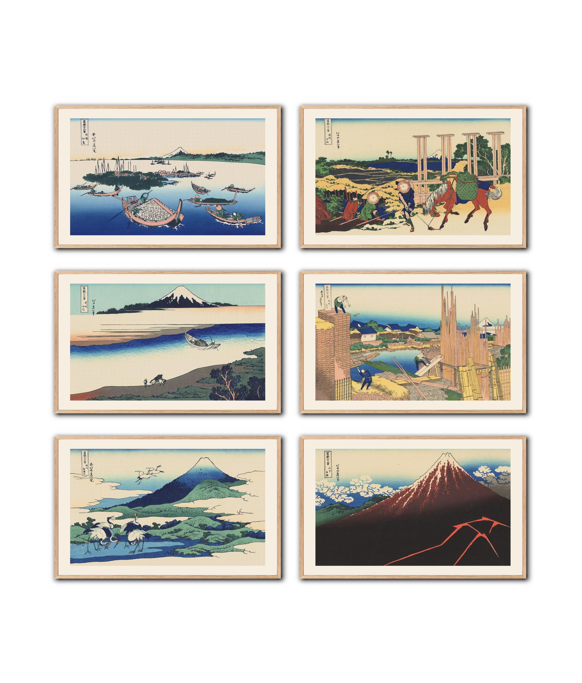 Hokusai Mount Fuji Ukiyo-e Print Set: Restored Japanese Landscape Art ...