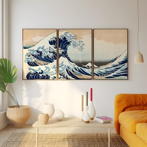 Hokusai Wave Triptych - AI Enhanced Japanese Art (Digital Download) image 6