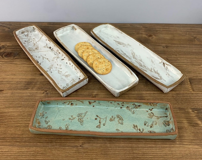Appetizer Tray | Cracker & Cheese Serving Platter | Countertop Spice Tray | Cooking Mom Gift | Cheeseboard Party Platter | Modern Pottery