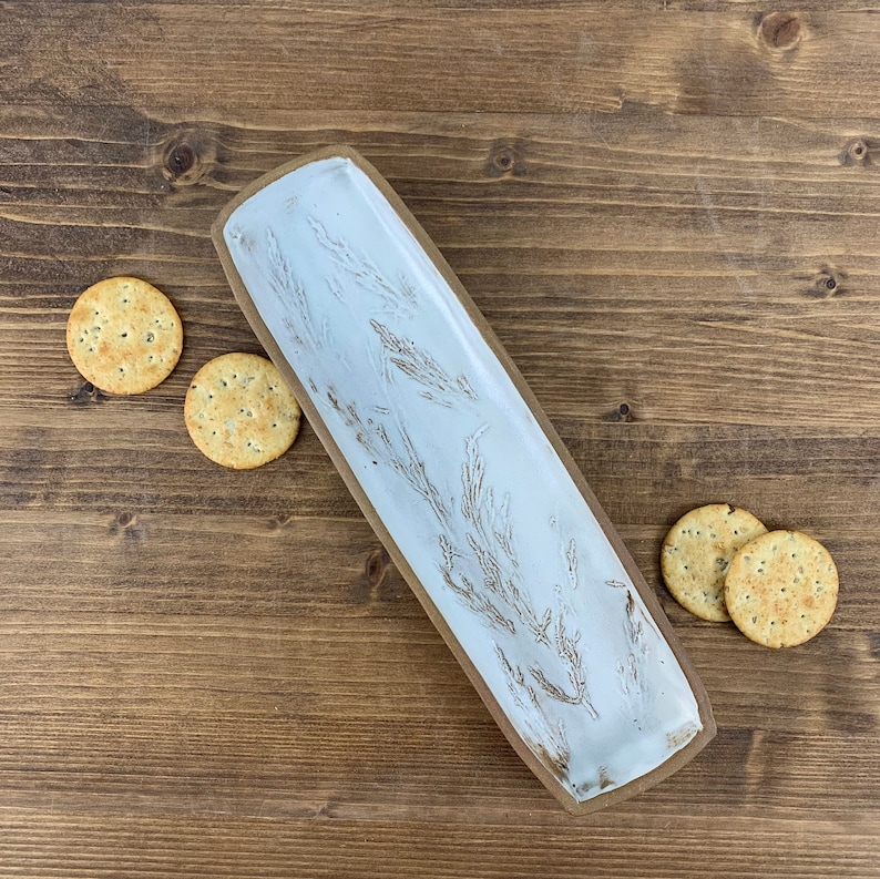Appetizer Tray | Cracker & Cheese Serving Platter | Countertop Spice Tray | Cooking Mom Gift | Cheeseboard Party Platter | Modern Pottery Juniper Pine White