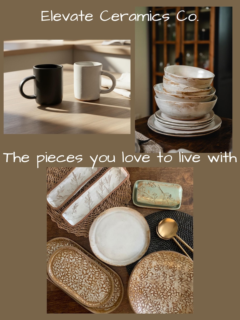 Handmade Plates and Bowls | Ceramic Stoneware Pottery Dish | Moody Rustic Dishes | Artisan Dinnerware Plate Set | Earth Tone Dinner Set afbeelding 18