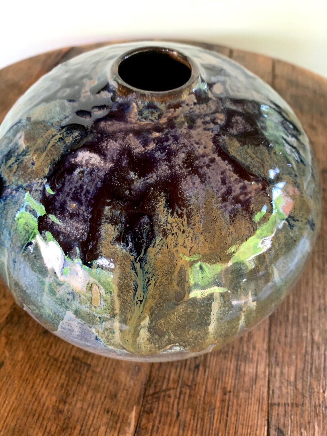 Orb Shaped Vase Hand Thrown Decorative Pottery for Shelf and Etsy