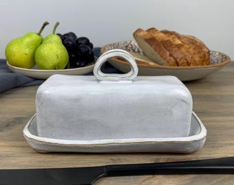 Butter Dish | Modern Minimalistic | Handmade Kitchenware Ceramics | Artisan Pottery | Japandi Organic Tableware | Functional Decor | White