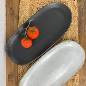 Long Platter | Stoneware Serving Plate | Handmade Dinnerware Pottery | Rustic Tableware Dish | Large Oval Ceramic Tray | Handcrafted Dish