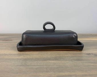 Butter Dish | Modern Minimalistic | Handmade Kitchenware Ceramics | Artisan Pottery | Japandi Organic Tableware | Functional Decor | Black