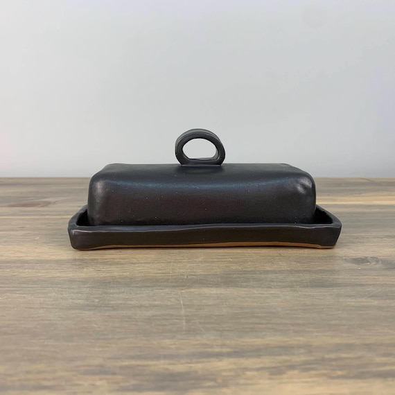 Butter Dish | Modern Minimalistic | Handmade Kitchenware Ceramics | Artisan Pottery | Japandi Organic Tableware | Functional Decor | Black