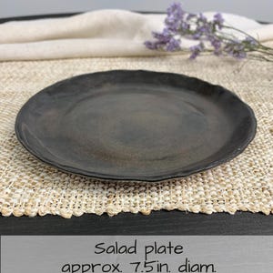 Handmade Plates and Bowls | Ceramic Stoneware Pottery Dish | Moody Rustic Dishes | Artisan Dinnerware Plate Set | Earth Tone Dinner Set Salad Plate