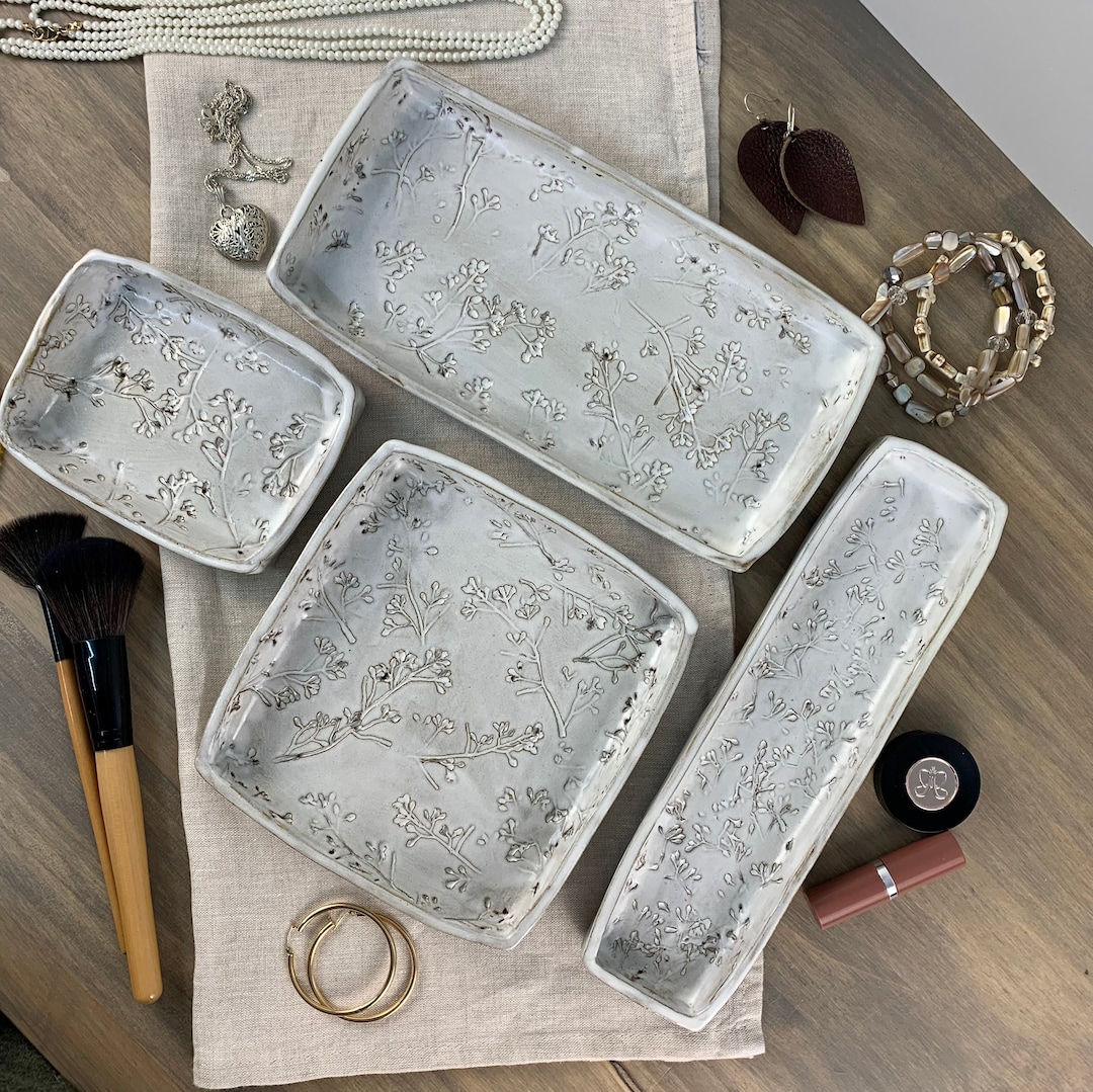 Botanical Bathroom Counter Organizer Set | Spa Tray | Valet for Her ...