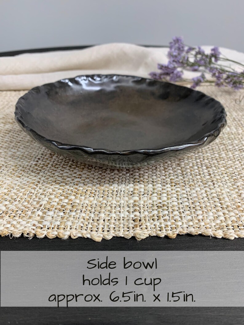 Handmade Plates and Bowls | Ceramic Stoneware Pottery Dish | Moody Rustic Dishes | Artisan Dinnerware Plate Set | Earth Tone Dinner Set Side Bowl