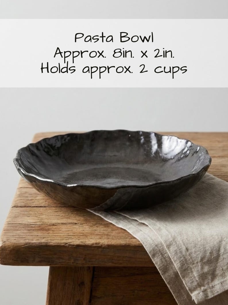 Handmade Plates and Bowls | Ceramic Stoneware Pottery Dish | Moody Rustic Dishes | Artisan Dinnerware Plate Set | Earth Tone Dinner Set Pasta Bowl