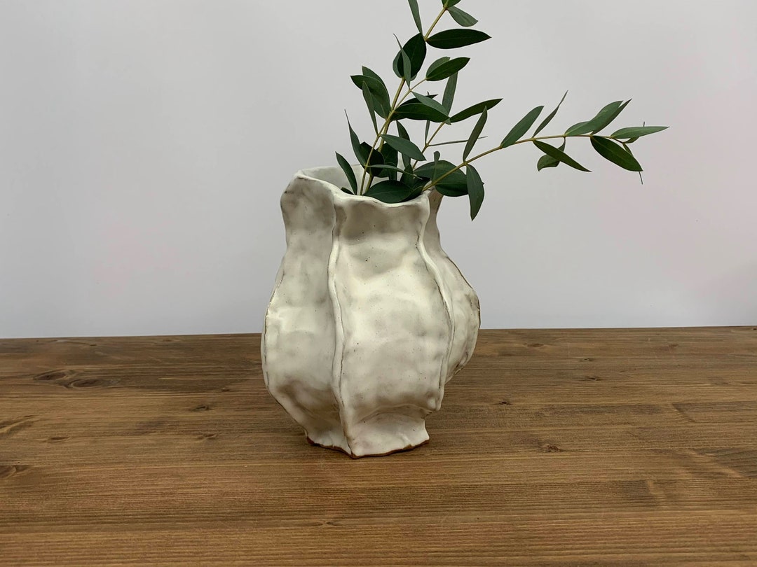 Ceramic Art Object Small Pottery Vase White Ceramic Vessel Etsy