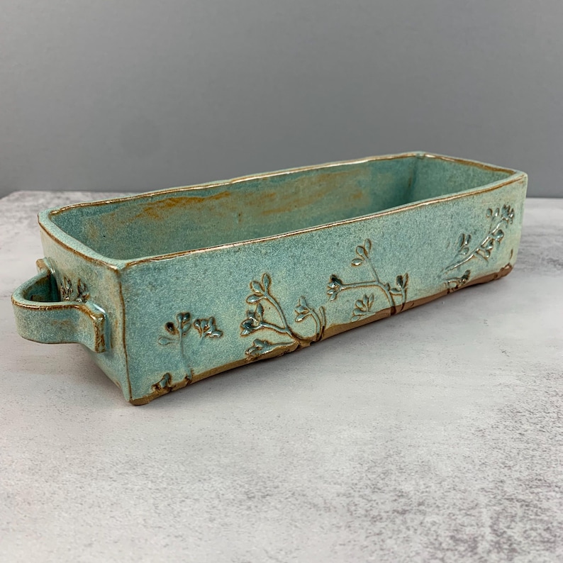Teabag Organizer | Tea Caddy Ceramic | Countertop Organizer | Kitchen Coffee Station Teabag Holder | Tea Person Gift | Natural Artisan Gift Green Teabag Caddy
