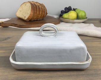 Handmade Butter Dish European Size | Handmade Pottery  | Modern Countertop Decor | Wide Butter Tray with Lid | Gift for Baker