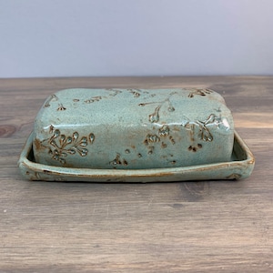 Handmade Butter Dish | Modern Pottery | Earthy Aesthetic Organic Kitchenware Gift | Botanical Artisan Pottery Butter Dish | Cooking Mom Gift