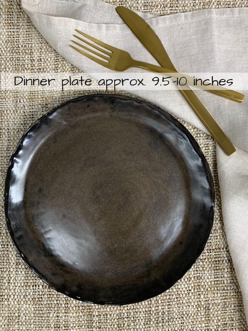 Handmade Plates and Bowls | Ceramic Stoneware Pottery Dish | Moody Rustic Dishes | Artisan Dinnerware Plate Set | Earth Tone Dinner Set Dinner Plate