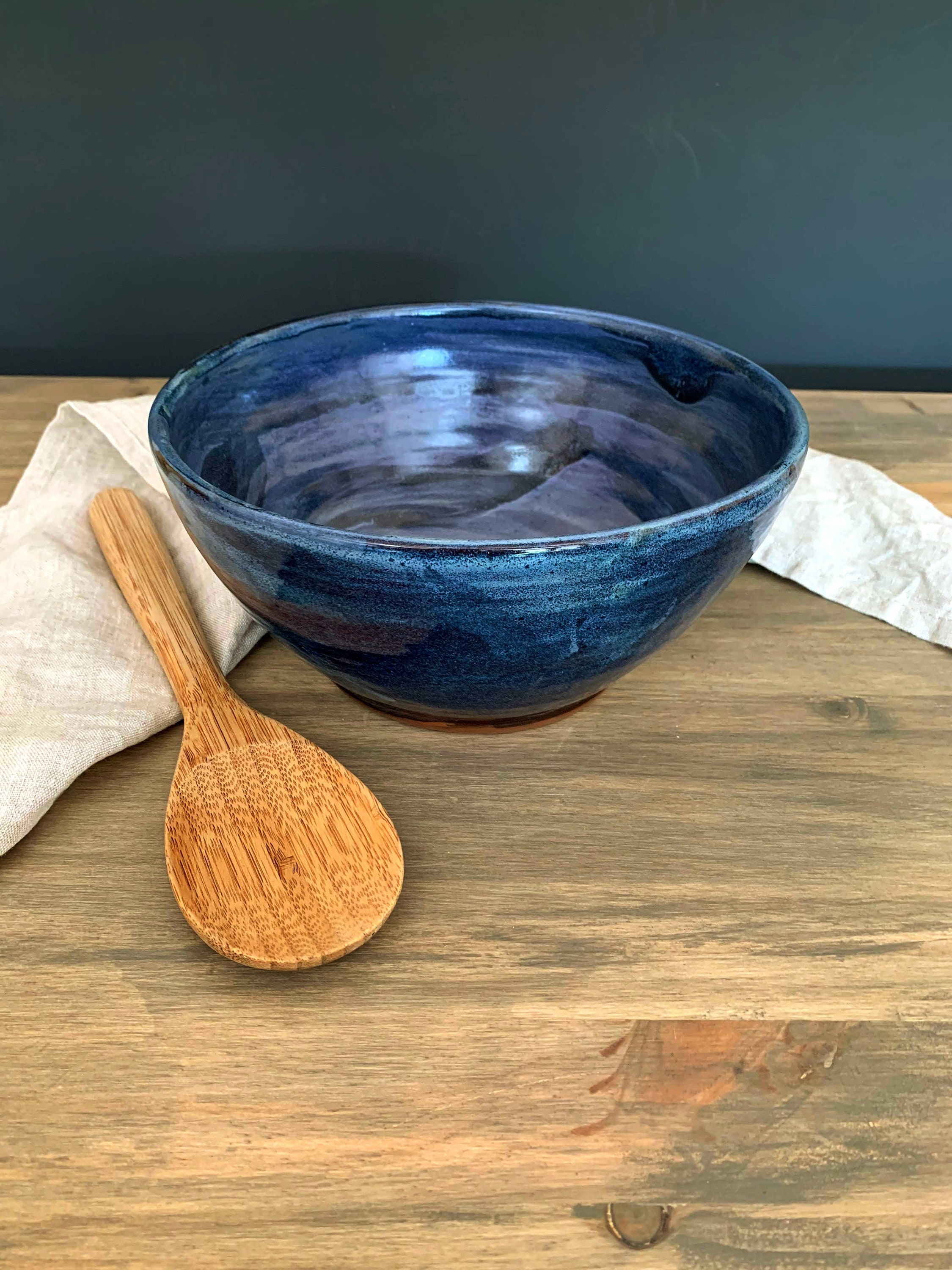 Large Blue Bowl Modern Gift Bowl Unique Serving Pottery Etsy