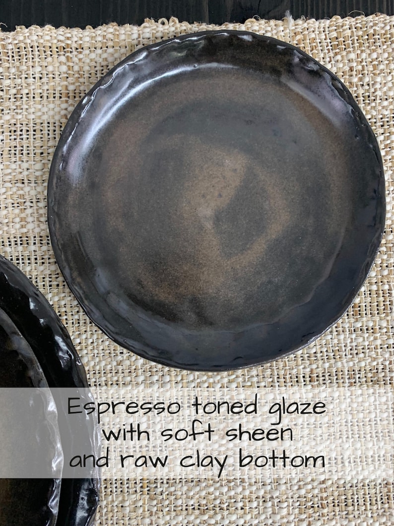 Handmade Plates and Bowls | Ceramic Stoneware Pottery Dish | Moody Rustic Dishes | Artisan Dinnerware Plate Set | Earth Tone Dinner Set afbeelding 4