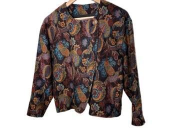 Michii Moon Pure Wool Floral Cross Button Tapestry Jacket